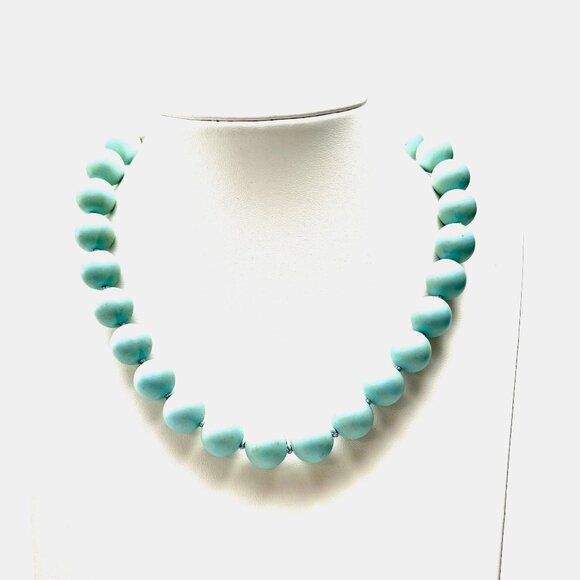 Vintage Baby Blue Celluloid Bead Necklace — 17" — EUC - Picture 3 of 9